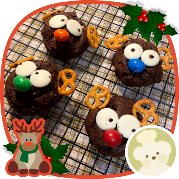 크리스마스 루돌프 브라우니 쿠키 간식 만들기(5개) 홈베이킹 키트